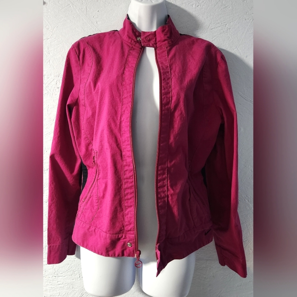 Nike Hot Pink Black Stripe Jacket - Women's Medium